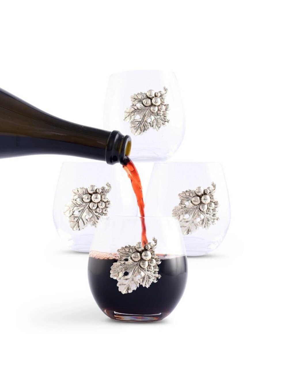 Arthur Court Grape Stemless Wine Glasses Set of 4 12 Oz NIB